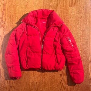 GUESS red cropped puffer jacket size small